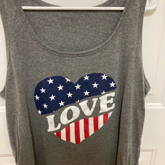 Bobbie Brooks Tank Top Women's Size 1X Gray Patriotic Side Tie MUST BE BUNDLED - Picture 2 of 7